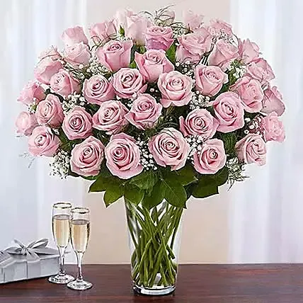 Bunch of 50 Gorgeous Pink Roses: Pink Flowers