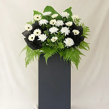 Gerberas N Chrysanthemums Flower Stand: Condolence Flowers
