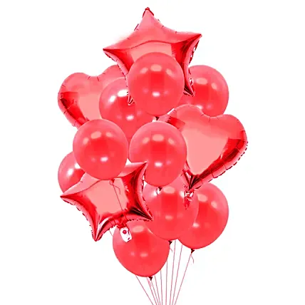 Romantic Heart N Star Shaped Red Balloons: Balloon Bouquets Delivery