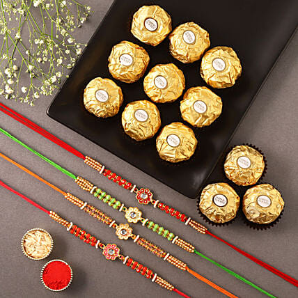 Sneh Meenakari Rakhi Set & Ferrero Rocher Box: Rakhi 