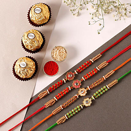 Sneh Meenakari Rakhi Set & Ferrero Rocher: Rakhi Gifts