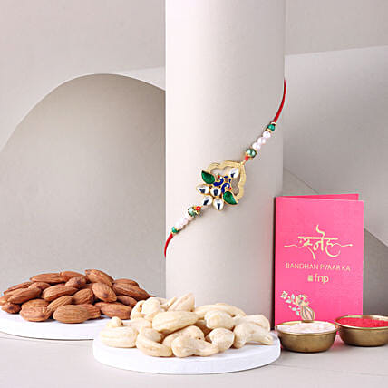 Sneh Designer Stone Rakhi with Almond: Rakhi Gifts