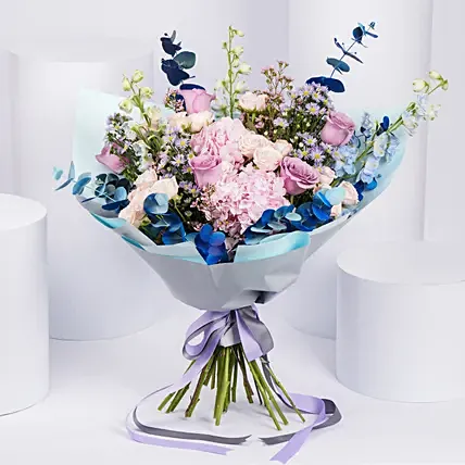 Indigo Floral Ripples Bouquet: 