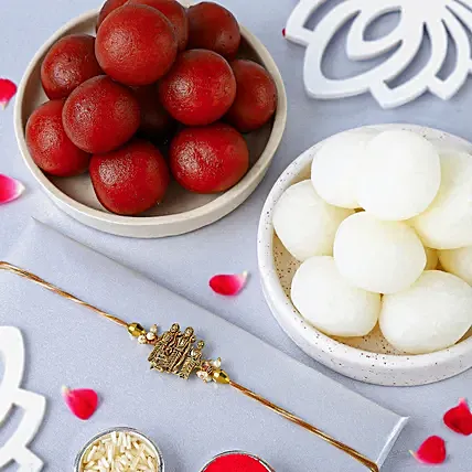 Ethereal Embrace Ram Darbar Rakhi N Sweets Combo: 