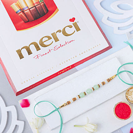 Graceful Pearl Ethnic Rakhi N Choco Surprise: 