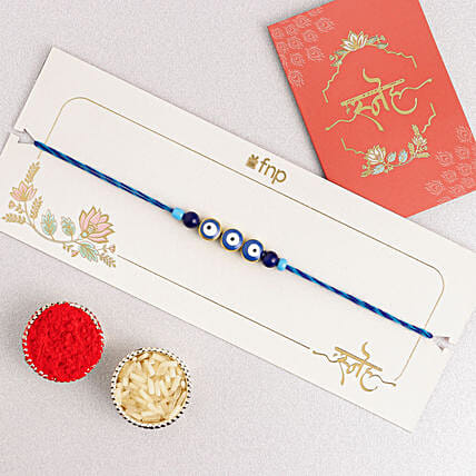 Minamalistic Navy Evil Eye Rakhi: Single Rakhi