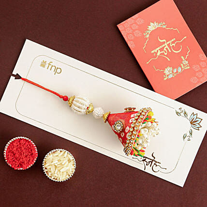 Artisanal Bandhani Lumba: Designer Rakhi