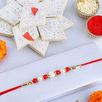 Pearl Perfection Rakhi N Sweet Moments: Rakhi With Sweets