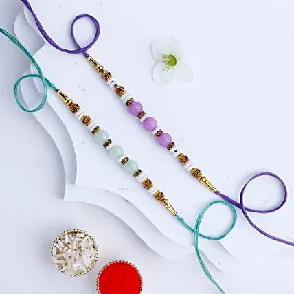 Sneh Nityam Creation Regular Ethnic Pearl Rakhi set of 2: Set Of-2 Rakhi
