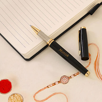 AD Rakhi with Personalised Name Roller Pen: 