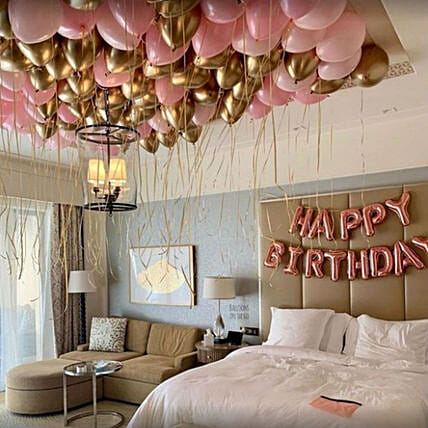Birthday Decoration Pink and Gold Balloons: Balloon Decorations