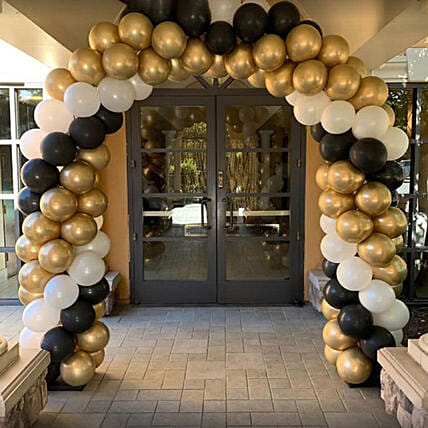 Gold Black and White Balloon Arch: Balloon Decorations