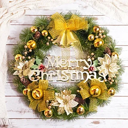 Christamas Golden N Green Wreath: Christmas Wreaths