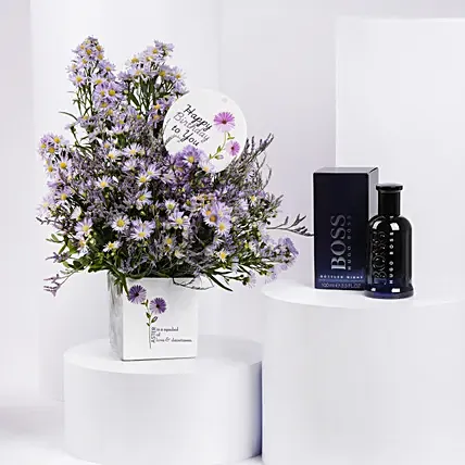 Birthday Flower with Boss Perfume for Him: Father's Day Flowers