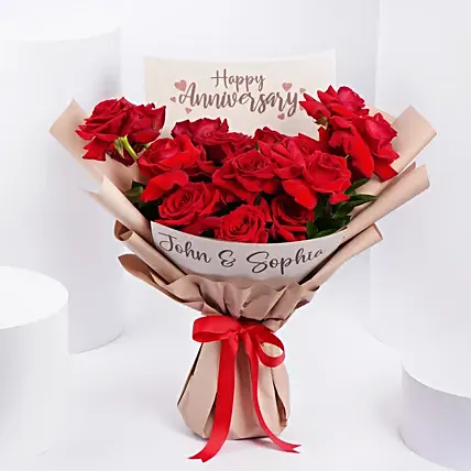 Personalised Rose Anniversary Bouquet: Anniversary Gifts