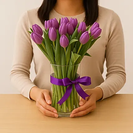 Purple Tulip Arrangement: Flowers