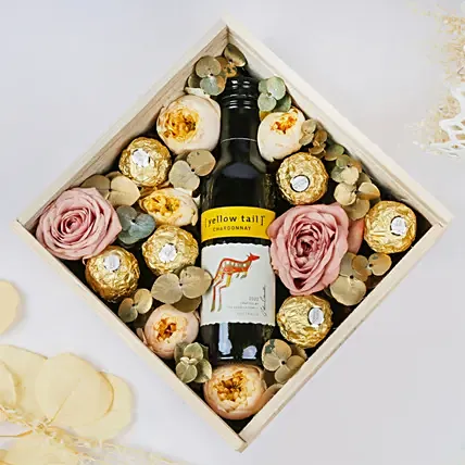 Mini Chardonnay with Flowers and Rocher: Easter Gifts