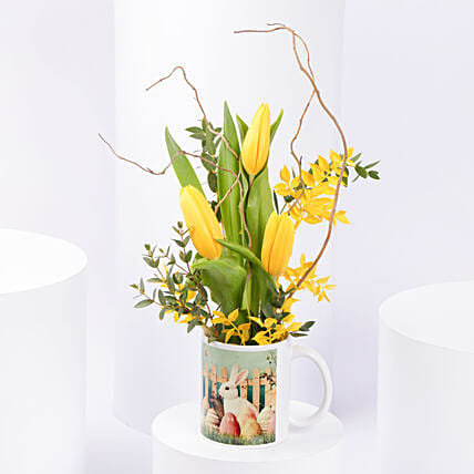 Easter Tulips Flowers Mug: Yellow Flowers