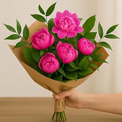 Elegant Pink Peonies Bouquet: Hand Bouquets Singapore