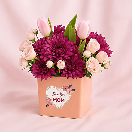 Love You MOM Flowers Vase: Mother's Day Flowers