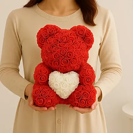 Cuddles Artificial Red Roses teddy: 520 Gifts