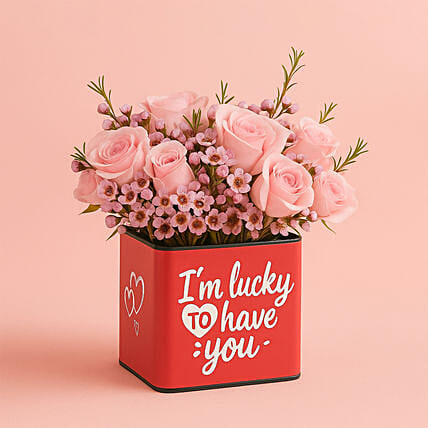 Lucky To Have You Roses Vase: Valentine's Day Flower Arrangements