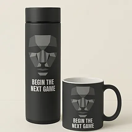 Masked Man Mug and Temperature Bottle: Personalised Glassware