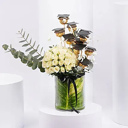 Graduation Vase Arrangement &ndash; Convocation Gift: Ferrero Rocher Chocolates