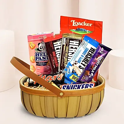 Choco Load Wooden Basket: Chocolate Hampers Singapore