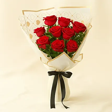 Elegant 9 Roses Bouquet: 