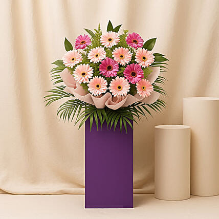 Light N Dark Pink Gerberas Flower Stand: Gerberas
