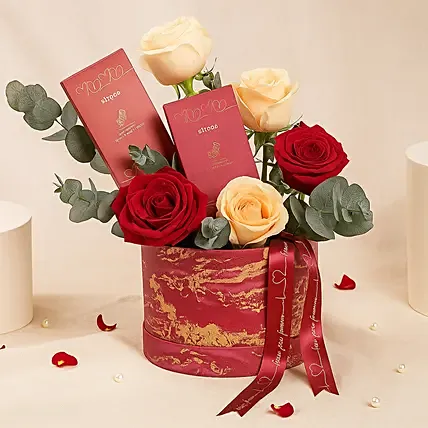 Roses and Chocolate Box Gift Set: Flowers and Chocolates