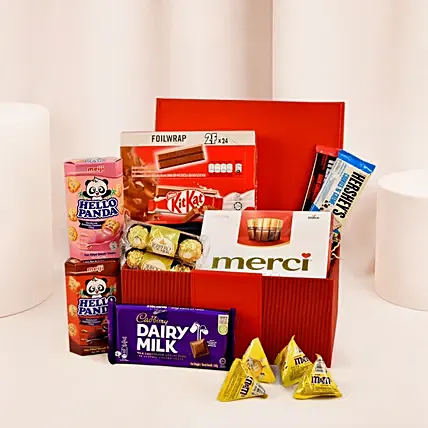 Delightful Treats Red Leather Basket: For Birthday