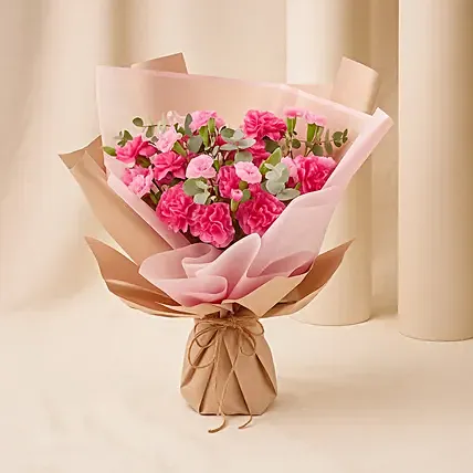 Birthday Wishes Carnations Hand Bouquet: Birthday Gifts