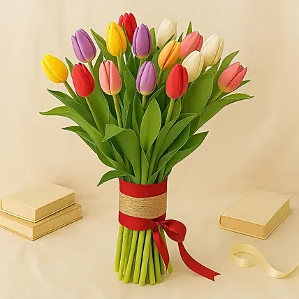 25 Vibrant Tulips Bunch: women's day flowers