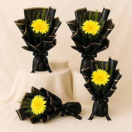 Gerberas Bouquet Set of 4 For Teacher: Teachers Day Gifts