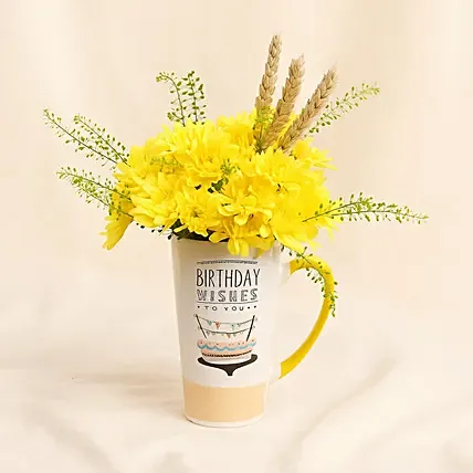 Yellow Chrysanthemum Flower Birthday Mug: Gift Discounts