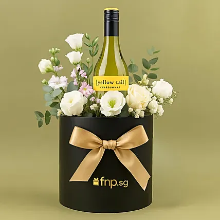 Elegant Wine & Floral Gift Arrangement: Father's Day Gifts