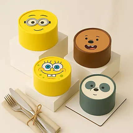 Set of 4 Cute Celebration Cakes: Birthday Cake For Kids