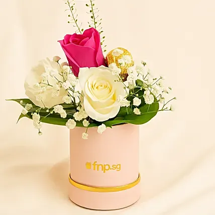 Pink Roses With Rocher: Florist Tampines