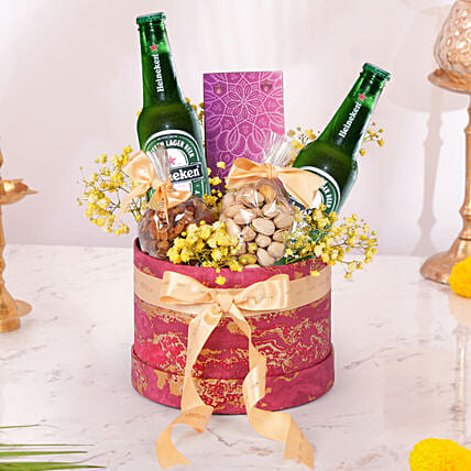 Beer & Nut Delight Gift Basket for Festive Gifting: Deepavali Combo Gifts