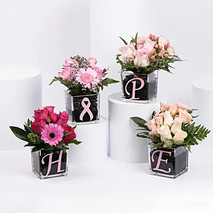 Hope Flower Vase Set: Pink Flowers