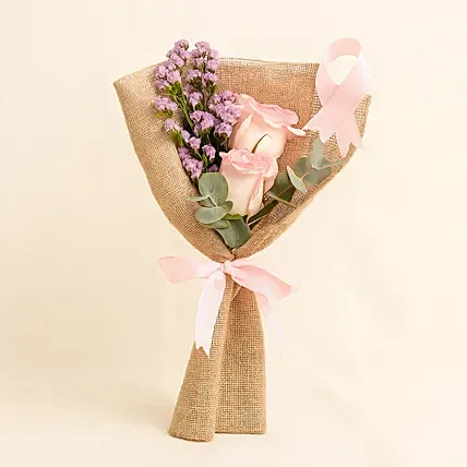 Pink Ribbon Rose Bouquet: 