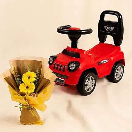 Ride On Push Car and Love Charm Bouquet: Newborn Flowers