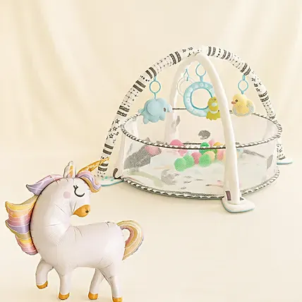 Round Game Mat WIth Toys and Balls With A Balloon Unicorn: New Arrival Combo Gifts