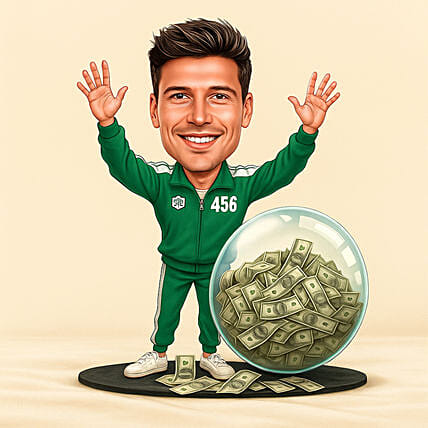 Personalised Caricature Green Tracksuit No.456: Personalised Caricatures Gifts