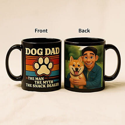 Fairytale Cartoon Style Personalised Mug for Dog Dad: Mugs 