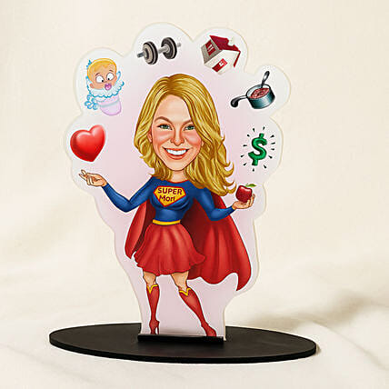 Personalised Super MOM Caricature: Personalised Mothers Day Gifts
