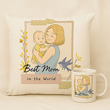 Personalise Your Ghibli Best Mom Mug And Cushion Combo: Personalised Ghibli Style Gifts