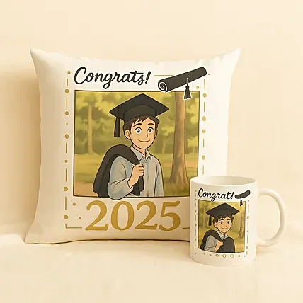 Personalise Your Ghibli Graduation Gift Set Mug And Cushion: Personalised Graduation Gifts